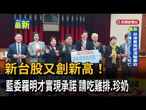 新台股又創新高！ 藍委羅明才實現承諾 請吃雞排、珍奶－民視新聞