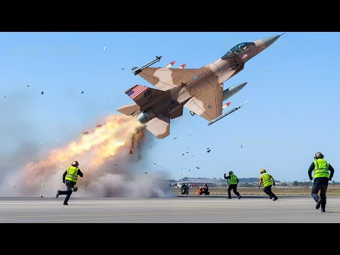 Female pilot of US F-16 fighter jet takes off Crazy at full speed in emergency