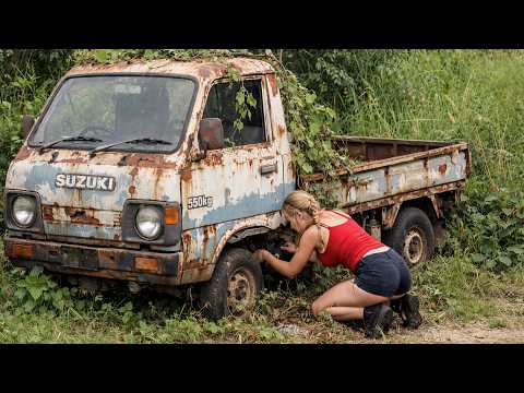 Timelapse : The girl spent 10 days repairing and restoring the decommissioned tractor-trailer