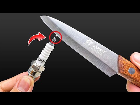 Sharpen a Knife to Razor-Sharp in 2 Minutes Using a Spark Plug