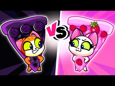 💗 Pink vs Black 🖤 Pizza || Yummy Baby Cartoons by Purr-Purr Tails 🐾