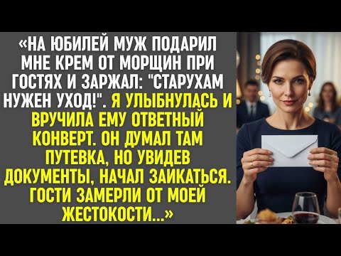 «Старуха!» — муж унизил подарком  Я дала конверт  Увидев бумаги, он начал заикаться
