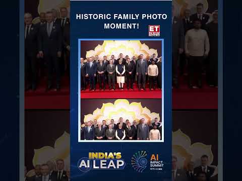 PM Modi Joins Global Leaders for Family Photo at India AI Impact Summit | Macron & Lula Present