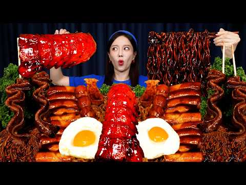 [Mukbang ASMR] Lobster Tail 🦞 Seafood Jjajang Tteokbokki & Jjapaghetti Korean Ramen Ssoyoung