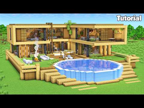 Minecraft: How to Build a Wooden House | Easy Survival House Tutorial #4 - Interior in Description!