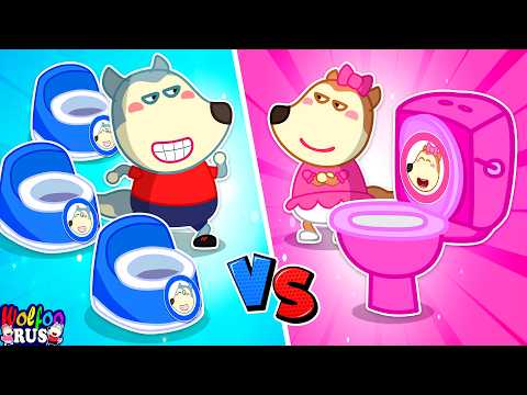 Розовый VS Голубой горшок - Приучение детей к горшку | Wolfoo Russian