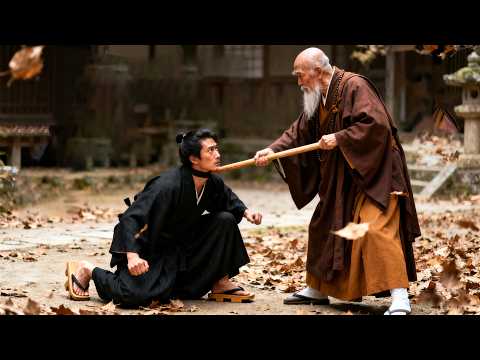 Japanese samurai challenges, but the Shaolin old monk raises his staff, taking him down instantly!