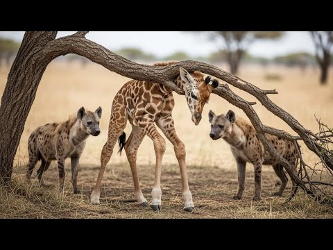 Predators Attacked a Giraffe Calf Trapped Between Trees — What Its Mother Did Shocked Everyone