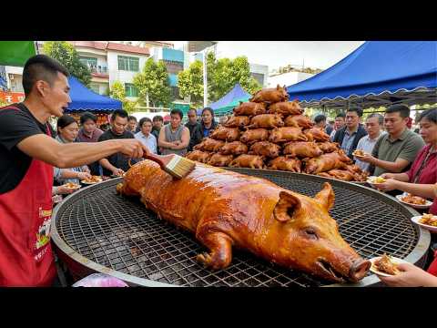 广西巴马烤香猪，现烤现卖128元一斤，坐河边品尝巴马三宝#麦总去哪吃