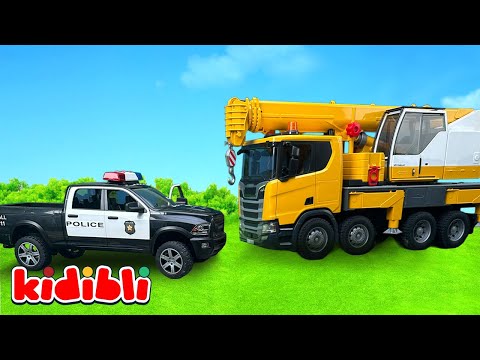 Juguete Coches de Policía, Camiones, Vehículos Construcción 🚧 Video Divertido para Niños | Kidibli