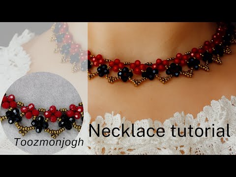 Make a Stunning Beaded Necklace – Step by Stepساخت گردنبند شیک با منجوق و کریستال – گام به گام#diy 