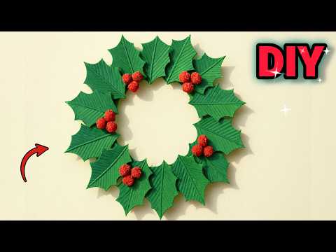 How to make Christmas Wreath from Cardboard🎄Easy DIY!