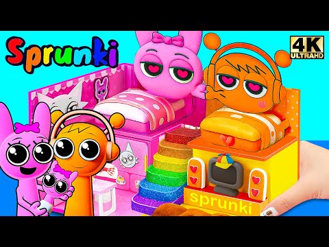Incredibox Sprunki💖DIY Cardboard SPRUNKI Family House with Couple Love Pinki & Oren |Paper Game Book