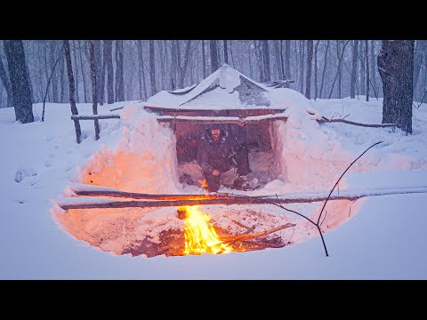 72 Hours Alone in the Wild: Survival Shelter in Deep Snow