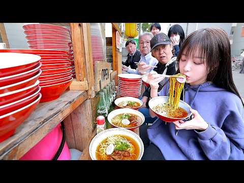 나고야5탄) 77세 사장님의 200kg 리어카라멘 10그릇 먹었더니 주민분들이 놀라셨어요😂