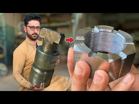A great idea to make a broken truck spindle Nut on a lathe without using a milling machine