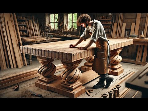 Young Carpenter & His Masterpiece Dining Table from Raw Wood Blocks | An Inspiring Creative Journey