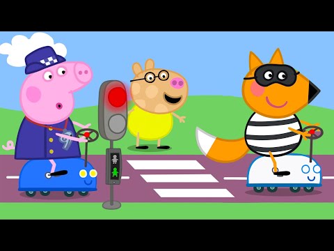 Peppa Pig Drives a TOY Police Car! 🚓 Catch the Robber & Send to Jail! | Tales Full Episodes| Cartoon