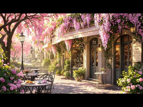 Morning French Cafe Music ☕🌸 Soft Jazz Relaxing Music at Spring Coffee Shop Ambience for Study, Work
