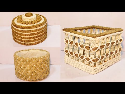 3 Different ideas of Jute Rope Storage Basket |Diy Rope Basket |Diy Storage Organizer | Hamna Nadeem