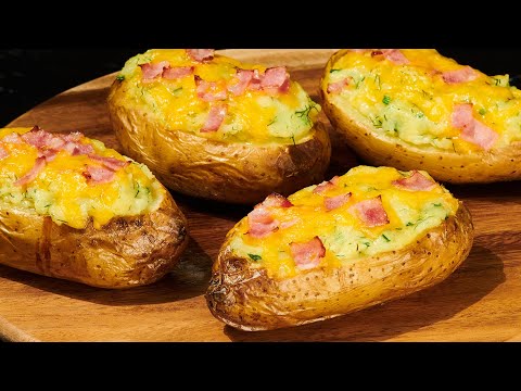 The best recipe of Baked potato with cheese and bacon.