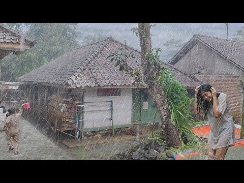 CRAZY RAIN ! THE MOST EXTREME MONSTER HURRICANE HIT VILLAGE LIFE IN ASIA