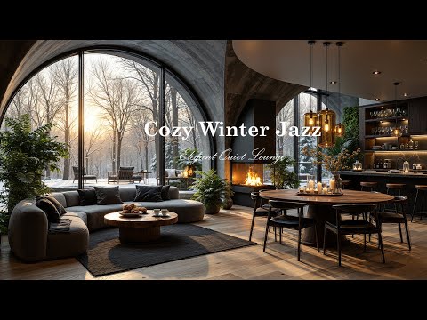 Cozy Winter Jazz in Elegant Quiet Lounge | Tranquil Jazz Music & Snowy Forest for Peaceful Morning