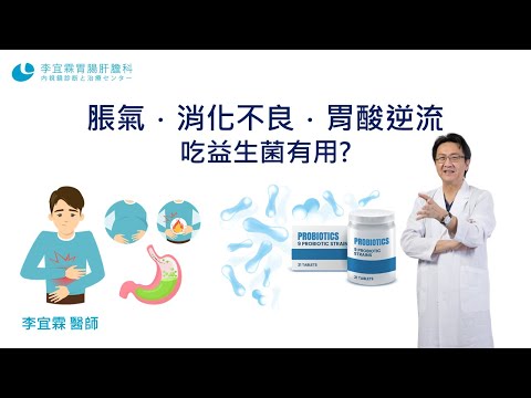 脹氣、消化不良、胃酸逆流．吃益生菌有用?｜李宜霖醫師