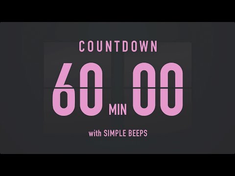 60 Minute Countdown Timer ⏳ Flip Clock with Simple Beeps 💕🖤