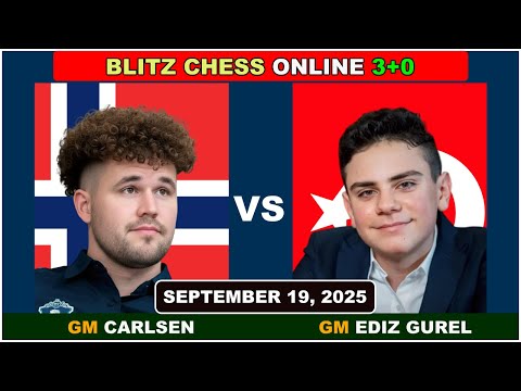 Magnus Carlsen vs GM Ediz Gürel | Blitz Chess 3+0 | ChessCom | September 19, 2025