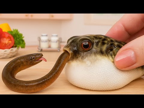 3000+ Japanese Cooking Idea - Delicious Miniature Puffer Fish for Seafood Lover | Mini Kitchen