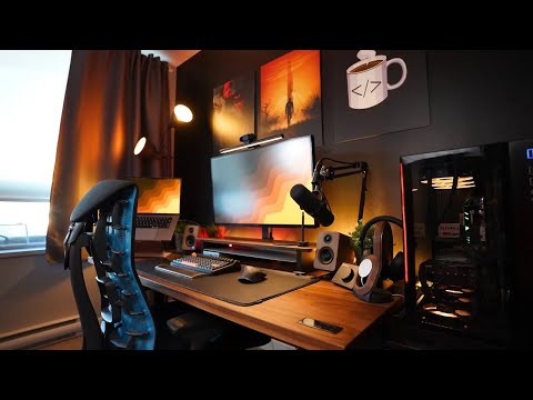 My COZY and MOODY Desk Setup - Another Small Office + Desk Setup Tour!