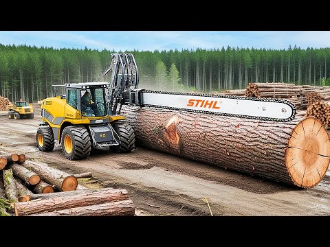 Extreme Dangerous Fastest Big Chainsaw Cutting Tree Machines | Monster Stump Removal Excavator#117