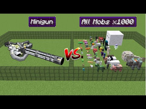 TaCZ Minigun vs all minecraft mobs x1000 | Minecraft Mob Battle
