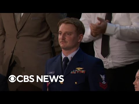 Trump honors Coast Guard swimmer who rescued girl in Texas floods with Legion of Merit