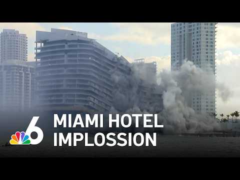 Video shows implosion of Mandarin Oriental, Miami hotel on Brickell Key