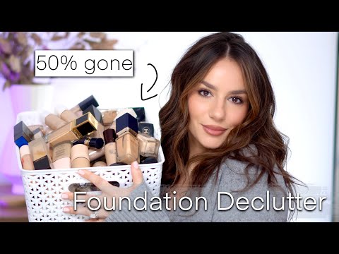 HUGE MAKEUP DECLUTTER: FOUNDATIONS: EVERY Foundation I Own & Why I Keep/Declutter || Tania B Wells