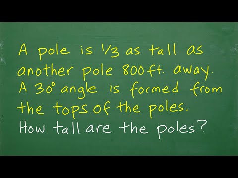 A pole is 1/3 as tall as another pole 800 ft away. The tops form a 30 deg angle. How tall are they?