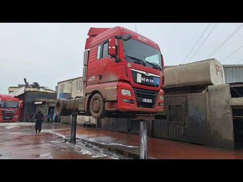 Satisfying MAN Truck Car Wash While Fully Lifted | Complete Deep Cleaning from Top to Bottom ASMR