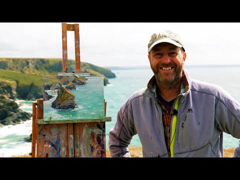 Plein Air Oil Painting on the cliffs | Bedruthan Steps