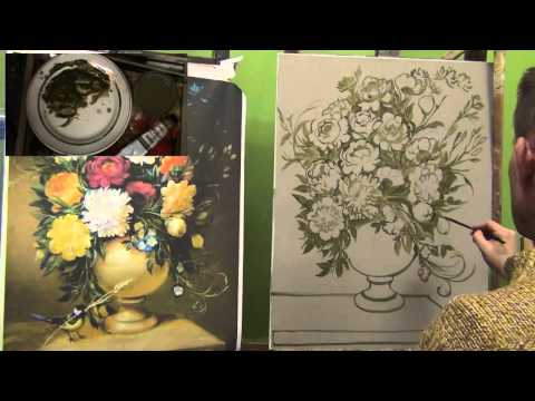 Пионы в стиле голландских мастеров. Часть 1