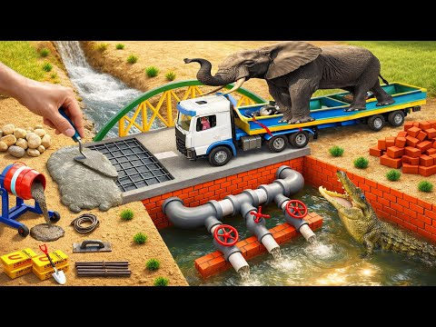 DIY Science Project Building a Brick Bridge with Drain Valves for an Elephant Truck