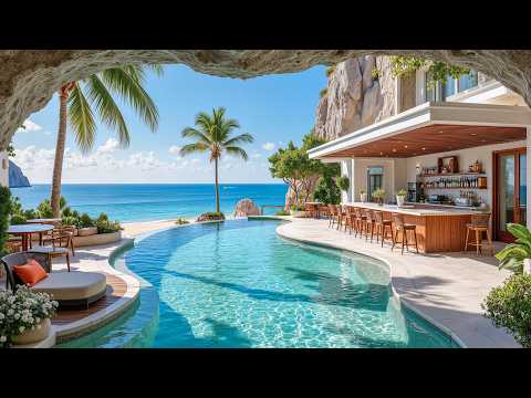 Morning Jazz & Cheerful Bossa Nova Music at Seaside Cafe Ambience for Relaxing, Studying, Working