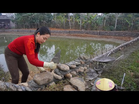 Dung helped the village man build wall around the fish pond using billions of stones - Finish