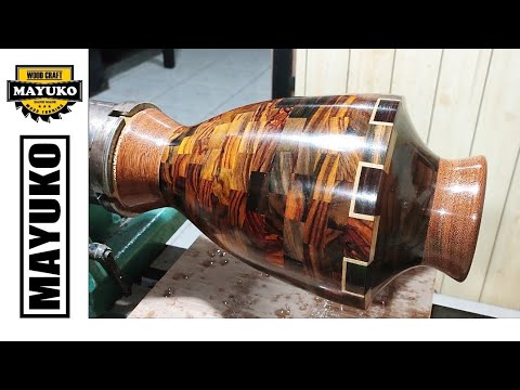 SEGMENTED ROSEWOOD ROOT VASE, wood turning