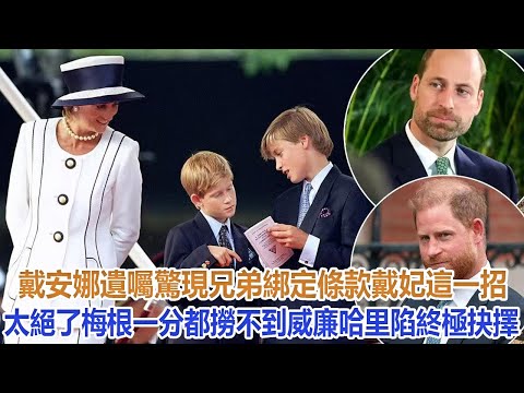 戴安娜遺囑驚現“兄弟綁定”條款！戴妃這一招太絕了，梅根一分都撈不到，威廉哈里陷終極抉擇！