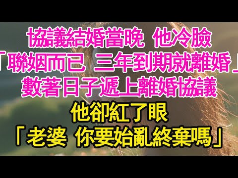 協議結婚當晚 他冷臉，「聯姻而已 三年到期就離婚」數著日子遞上離婚協議，他卻紅了眼，「老婆 你要始亂終棄嗎」【琉璃】【甜寵】【霸總】