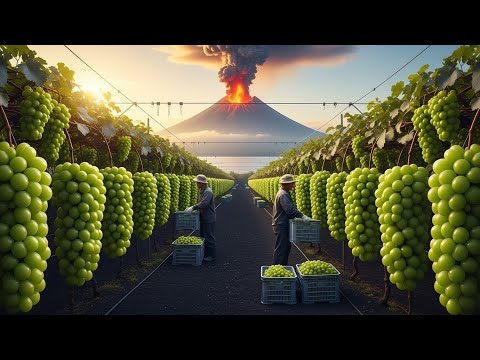 Unbelievable: How Massive Shine Muscat Grapes Are Grown on Volcano Soil (Full Process)
