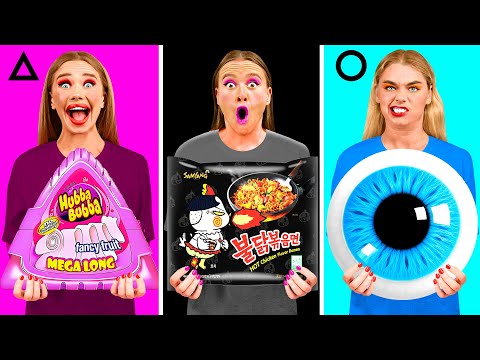 Geometric Shape Food Challenge | Funny Food Situations by BaRaFun Gold Challenge