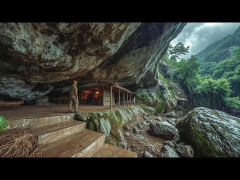36 Days of Survival in the Rainforest and Building a Solid Cave House for Shelter